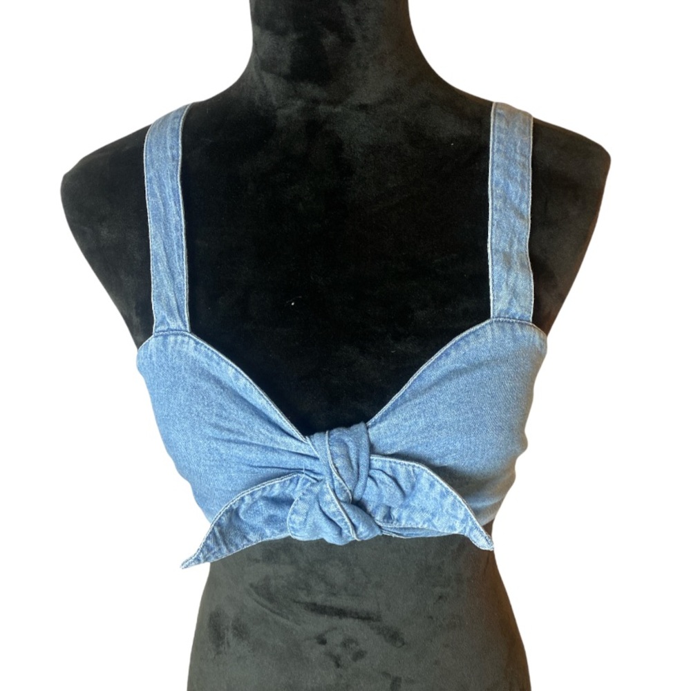 AEO denim twist bandeau top or bikini top